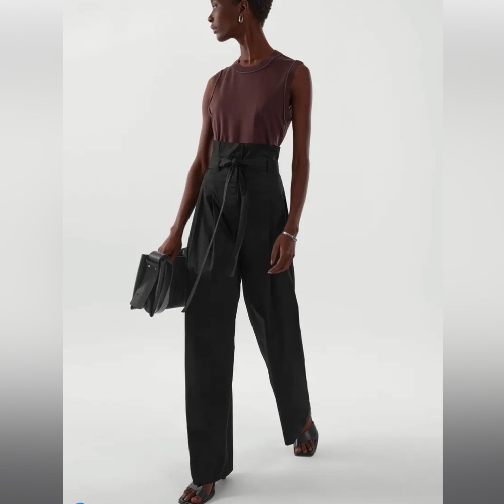 Cos paper bag high waisted trouser - Dark Green